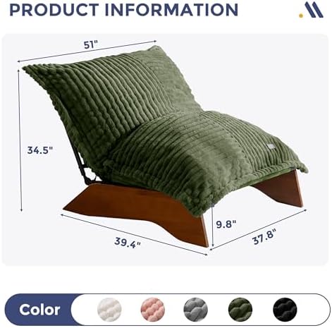 MAXYOYO Adjustable Living Room Chair, 3-Position Bean Bag Chair with Removable Cover, Upholstered Accent Chair with Frame, Soft Reclining Lounge for Bedroom, Apartment, Office, Beige