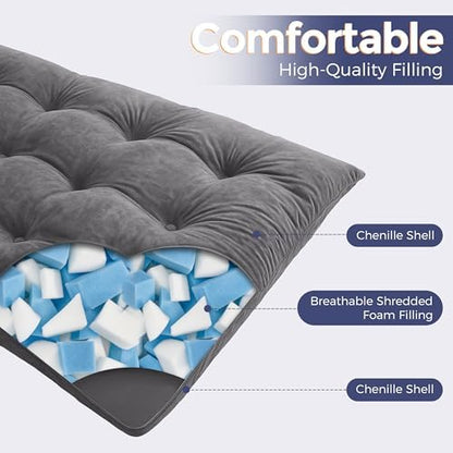 MAXYOYO Japanese Floor Mattress Full Size, 6" Foldable Futon Mattress Tufted Roll Up Floor Bed, Thick Chenille Tatami Mat Sleeping Pad for Camping Guest Room Dormitory Bedroom RV, Navy