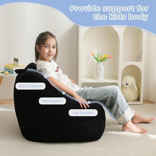 MAXYOYO Kids Bean Bag Chair, Bean Bag Couch with Handle, Comfy Toddler Chair for Boys and Girls, Accent Sofa Chair with Pocket for Gaming Reading Relaxing, Pink