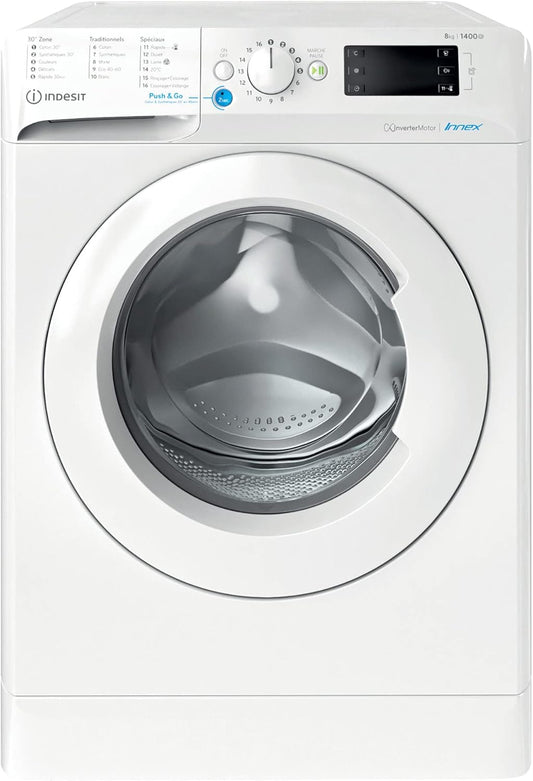 Indesit BWBE81484XWFRN - Lave-Linge Hublot - 8 Kg - 1400 Tr/Min - Classe C - Blanc