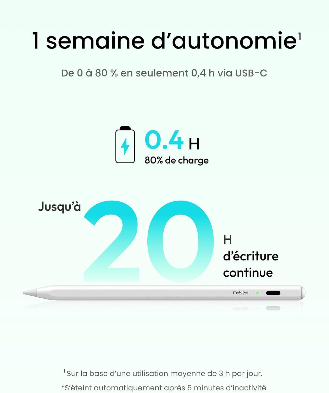 Air 8 Stylet Pour Ipad 2018-2026，Pencil Ipad A16/11/10/9/8/7，Mini 5/6,Air 3/4/5/M2/M3/M4，Pro M5/M4/11/12.9/13"，Stylet Ipad Avec Précision De Pixe，Stylo À 2X Charge Rapide, Rejet De Palme