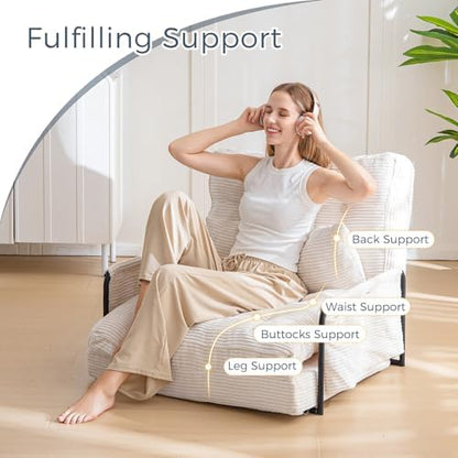 MAXYOYO Adjustable Floor Sofa Couch with Pillow, Multi-Functional Bean Bag Bed, 5-Position Foldable Lazy Sofa Sleeper Bed with Armrest, Versatile Floor Seating for Reading Gaming, Green, Single