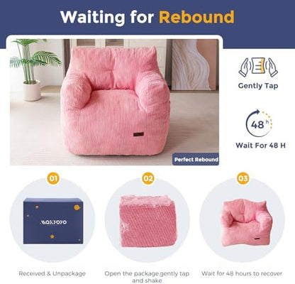MAXYOYO Kids Sherpa Bean Bag Chair, Boucle Toddler Chair Toddler Bean Bag Couch for Girls and Boys, Teddy Lazy Sofa with Pocket for Playing, Green