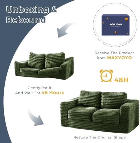 MAXYOYO Giant Bean Bag Chair for Adults, Upholstered Loveseat Floor Sofa with Pillows and Armrests, Large Bean Bag Sofa Plush Chair Bean Bag Couch for Bedroom Living Room, Grey