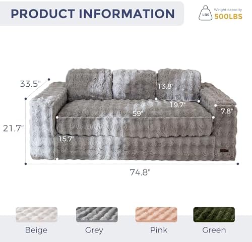 MAXYOYO Bean Bag Chair for Adults, Upholstered Floor Sofa with Armrests, Loveseat Boneless Couch with Tufted Cushion &amp; Backrest, Sofa in A Box, Large Bean Bag Couch for Bedroom Living Room, Black