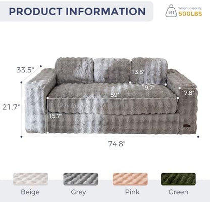 MAXYOYO Loveseat Sofa for Living Room, Small Sofa Couch Tufted Boneless Couch, Comfy Bean Bag Chair for Small Space Bedroom Apartment, No Assembly Needed, Beige
