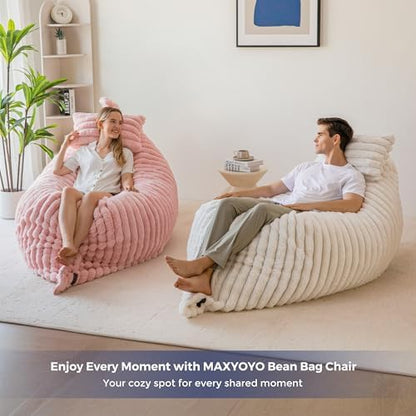 MAXYOYO Giant Bean Bag Chair with Pillow, 3 in 1 Convertible Bean Bag Chair for Adults with Removable Cover, Floor Cushion Stuffed Floor Lounger for Living Room Bedroom, Grey