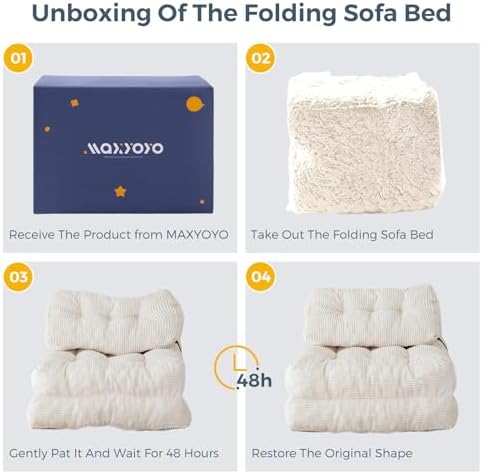 MAXYOYO Folding Sofa Bed, Convertible Sleeper Chair with Pillow Foldable Mattress with Back Support, Portable Fold Out Chair Bed Comfy Floor Sofa Lounge for Living Room Bedroom, Dark Grey, Single