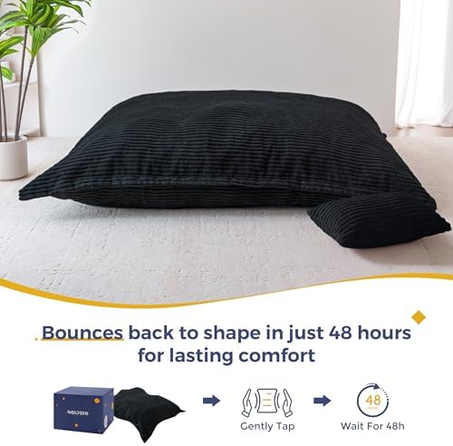 MAXYOYO Giant Bean Bag Chair with Pillow, 3 in 1 Convertible Bean Bag Chair for Adults with Removable Cover, Floor Cushion Stuffed Floor Lounger for Living Room Bedroom, Grey