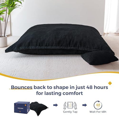 MAXYOYO Giant Bean Bag Chair with Pillow, 3 in 1 Convertible Bean Bag Chair for Adults with Removable Cover, Floor Cushion Stuffed Floor Lounger for Living Room Bedroom, Grey