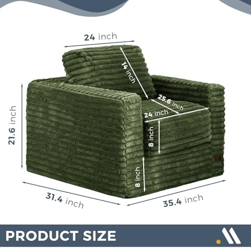 MAXYOYO Giant Bean Bag Chair for Adults, Upholstered Loveseat Floor Sofa with Pillows and Armrests, Large Bean Bag Sofa Plush Chair Bean Bag Couch for Bedroom Living Room, Grey