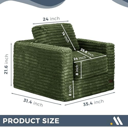 MAXYOYO Giant Bean Bag Chair for Adults, Upholstered Loveseat Floor Sofa with Pillows and Armrests, Large Bean Bag Sofa Plush Chair Bean Bag Couch for Bedroom Living Room, Grey