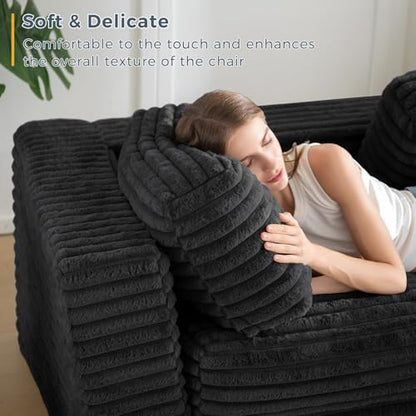 MAXYOYO Giant Bean Bag Chair for Adults, Upholstered Loveseat Floor Sofa with Pillows and Armrests, Large Bean Bag Sofa Plush Chair Bean Bag Couch for Bedroom Living Room, Grey