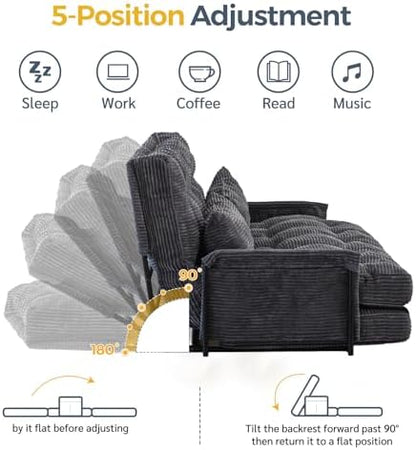 MAXYOYO Adjustable Floor Sofa Couch with Pillow, Multi-Functional Bean Bag Bed, 5-Position Foldable Lazy Sofa Sleeper Bed with Armrest, Versatile Floor Seating for Reading Gaming, Green, Single