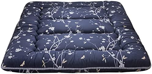 MAXYOYO Japanese Futon Mattress Floor Mattress Sleeping Pad Foldable Bed Roll Up Camping Cushion Floor Lounger Bed Couches and Sofas Couch Topper, Black Floral, Full Size