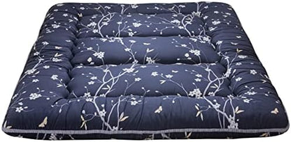 MAXYOYO Japanese Futon Mattress Floor Mattress Sleeping Pad Foldable Bed Roll Up Camping Cushion Floor Lounger Bed Couches and Sofas Couch Topper, Black Floral, Full Size