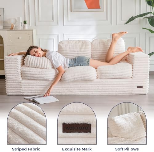 MAXYOYO Bean Bag Chair for Adults, Upholstered Floor Sofa with Armrests, Loveseat Boneless Couch with Tufted Cushion &amp; Backrest, Sofa in A Box, Large Bean Bag Couch for Bedroom Living Room, Black