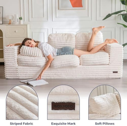 MAXYOYO Bean Bag Chair for Adults, Upholstered Floor Sofa with Armrests, Loveseat Boneless Couch with Tufted Cushion &amp; Backrest, Sofa in A Box, Large Bean Bag Couch for Bedroom Living Room, Black