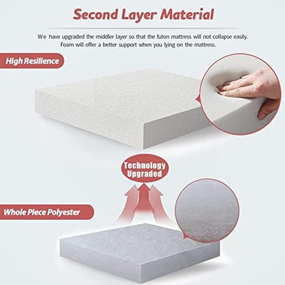 MAXYOYO Japanese Futon Mattress Floor Mattress Sleeping Pad Foldable Bed Roll Up Camping Cushion Floor Lounger Bed Couches and Sofas Couch Topper, Black Floral, Full Size