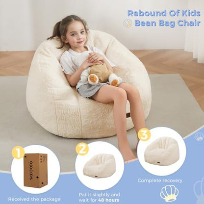 MAXYOYO Bean Bag Chair for Kids, Shell Shaped Bean Bag Couch for Boys and Girls, Toddler Chair Bean Bag Sofa for Playroom, Nursery Room, Pink