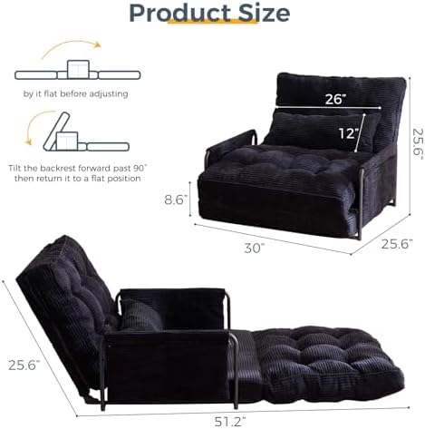 MAXYOYO Adjustable Floor Sofa Couch with Pillow, Multi-Functional Bean Bag Bed, 5-Position Foldable Lazy Sofa Sleeper Bed with Armrest, Versatile Floor Seating for Reading Gaming, Green, Single
