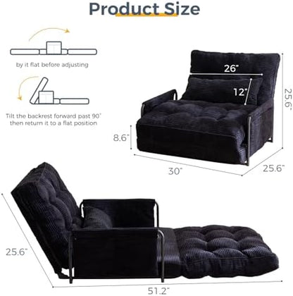 MAXYOYO Adjustable Floor Sofa Couch with Pillow, Multi-Functional Bean Bag Bed, 5-Position Foldable Lazy Sofa Sleeper Bed with Armrest, Versatile Floor Seating for Reading Gaming, Green, Single