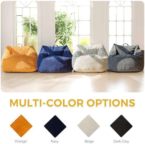 MAXYOYO Bean Bag Chair, Floor Sofa with Handle, Bean Bag Chairs for Adults and Kids, Teens Living Room Bean Bag, Accent Sofa Chair with Pocket for Gaming Reading Relaxing