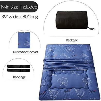 MAXYOYO Japanese Futon Mattress Floor Mattress Sleeping Pad Foldable Bed Roll Up Camping Cushion Floor Lounger Bed Couches and Sofas Couch Topper, Black Floral, Full Size