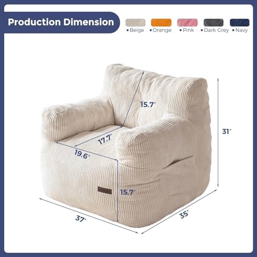 MAXYOYO Kids Sherpa Bean Bag Chair, Boucle Toddler Chair Toddler Bean Bag Couch for Girls and Boys, Teddy Lazy Sofa with Pocket for Playing, Green