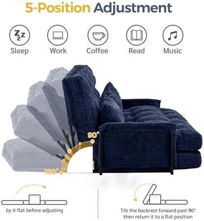 MAXYOYO Adjustable Floor Sofa Couch with Pillow, Multi-Functional Bean Bag Bed, 5-Position Foldable Lazy Sofa Sleeper Bed with Armrest, Versatile Floor Seating for Reading Gaming, Green, Single