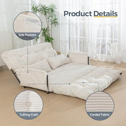 MAXYOYO Adjustable Floor Sofa Couch with Pillow, Multi-Functional Bean Bag Bed, 5-Position Foldable Lazy Sofa Sleeper Bed with Armrest, Versatile Floor Seating for Reading Gaming, Green, Single