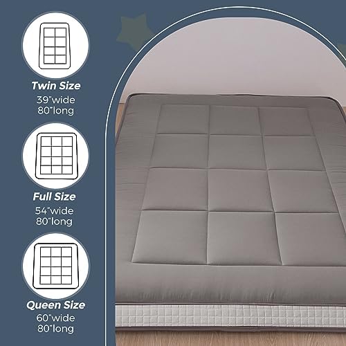 MAXYOYO 6" Extra Thick Floor Futon Mattress, Foldable Japanese Floor Mattress for Adults, Roll Up Tatami Pad for Guest Room, Black, Queen