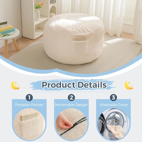MAXYOYO Bean Bag Chair Bed for Kids, Convertible Bean Bag Folds from Lazy Chair to Floor Mattress Bed, Stuffed Floor Sofa Couch Sofa Bed for Boys and Girls, High-Density Foam Filling, Pink