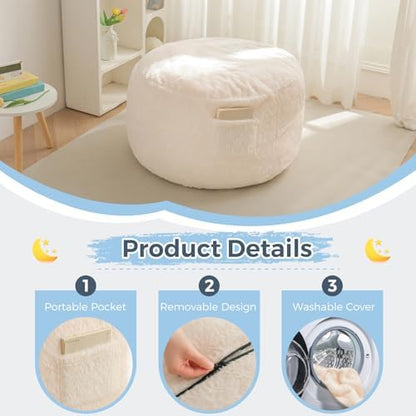 MAXYOYO Bean Bag Chair Bed for Kids, Convertible Bean Bag Folds from Lazy Chair to Floor Mattress Bed, Stuffed Floor Sofa Couch Sofa Bed for Boys and Girls, High-Density Foam Filling, Pink