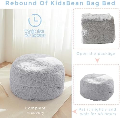 MAXYOYO Bean Bag Chair Bed for Kids, Convertible Bean Bag Folds from Lazy Chair to Floor Mattress Bed, Stuffed Floor Sofa Couch Sofa Bed for Boys and Girls, High-Density Foam Filling, Pink