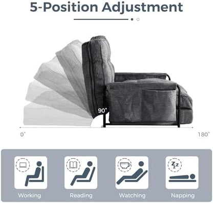 MAXYOYO Adjustable Floor Sofa Couch with Pillow, Multi-Functional Bean Bag Bed, 5-Position Foldable Lazy Sofa Sleeper Bed with Armrest, Versatile Floor Seating for Reading Gaming, Green, Single