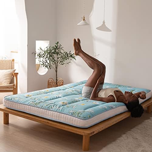 MAXYOYO Black Moon and Star Futon Mattress, Japanese Floor Mattress Quilted Bed Mattress Topper, Extra Thick Folding Sleeping Pad Breathable Floor Lounger Guest Bed for Camping Couch, Twin