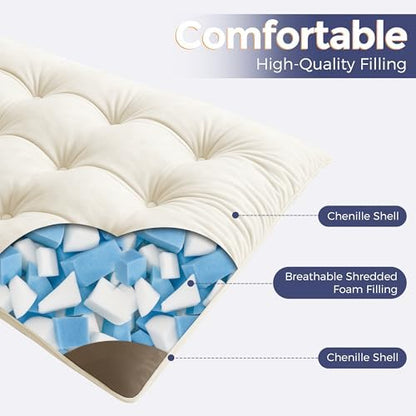 MAXYOYO Japanese Floor Mattress Full Size, 6" Foldable Futon Mattress Tufted Roll Up Floor Bed, Thick Chenille Tatami Mat Sleeping Pad for Camping Guest Room Dormitory Bedroom RV, Navy