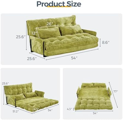 MAXYOYO Adjustable Floor Sofa Couch with Pillow, Multi-Functional Bean Bag Bed, 5-Position Foldable Lazy Sofa Sleeper Bed with Armrest, Versatile Floor Seating for Reading Gaming, Green, Single