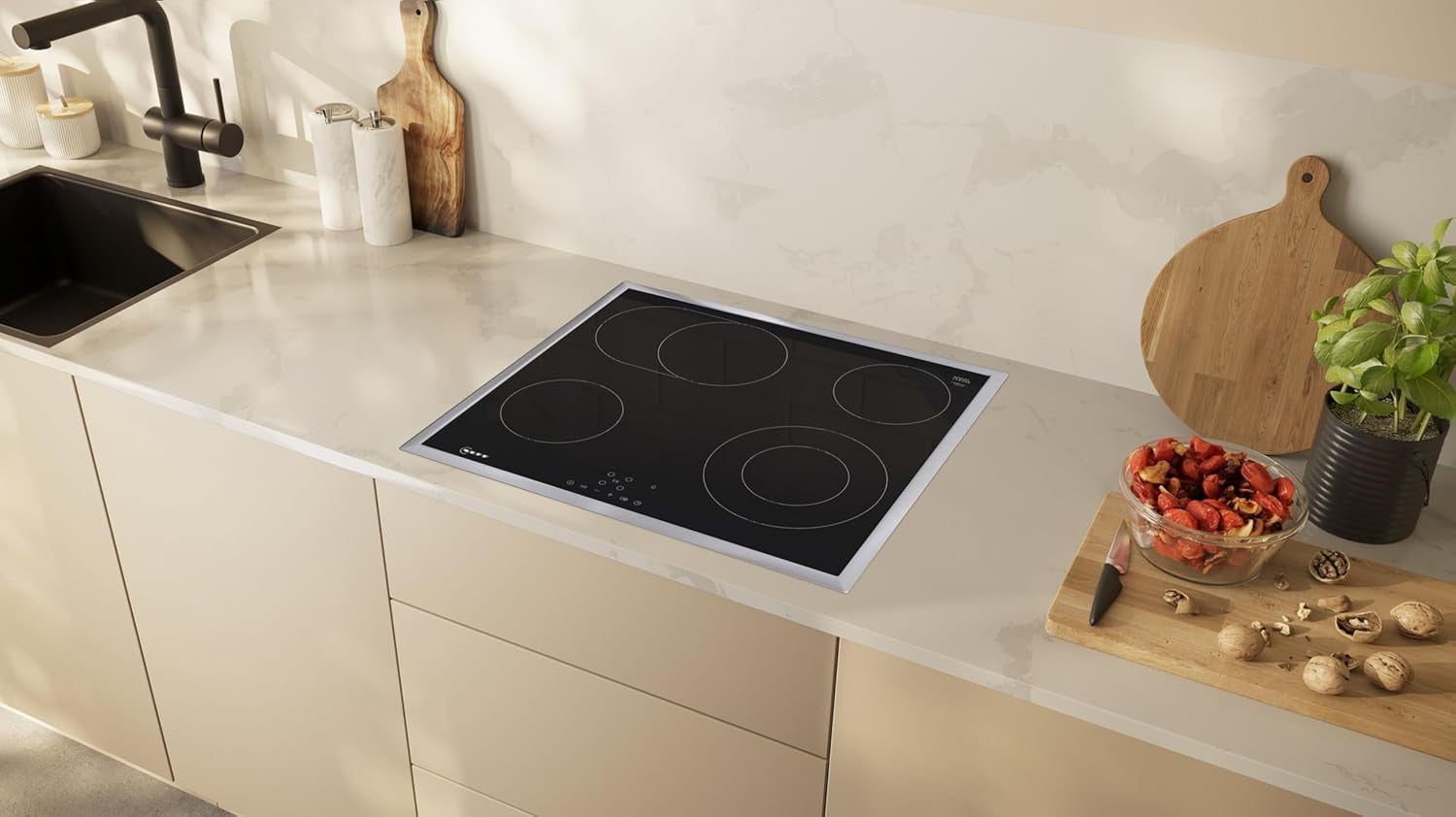Neff Set BX46PB Composé De B2CCG6AK0 Four Encastrable Avec Circotherm 60 X 60 Cm Noir N 30 Et T16SBN1L0 Plaque Électrique Autonome 60 Cm Noir Avec Cadre N 50