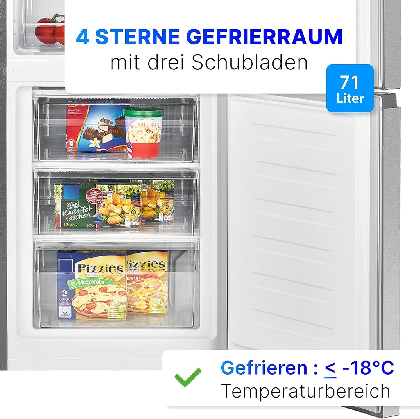 Bomann, Réfrigérateur-Congélateur Indépendant, 55 Cm De Large, 268 L, Eclairage LED, KG7353, Inox