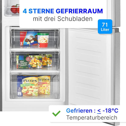 Bomann Réfrigérateur Et Congélateur 269L Inox Kg184-1-Inox, Capacité Nette : 269 Litres, Contrôle De La Température En Continu, Charnières De Porte À Droite, Interchangeables