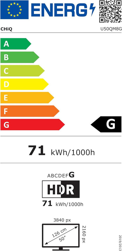 TV Intelligente U50QM8G 50 Pouces, UHD QLED HDR, Sans Cadre Et Métallique, Google TV, Dolby Audio, Syntoniseur Triple, Wi-Fi 2,4G/5G, Google Assistant, HDMI 2.1, USB2.0, Modèle 2023 Noir
