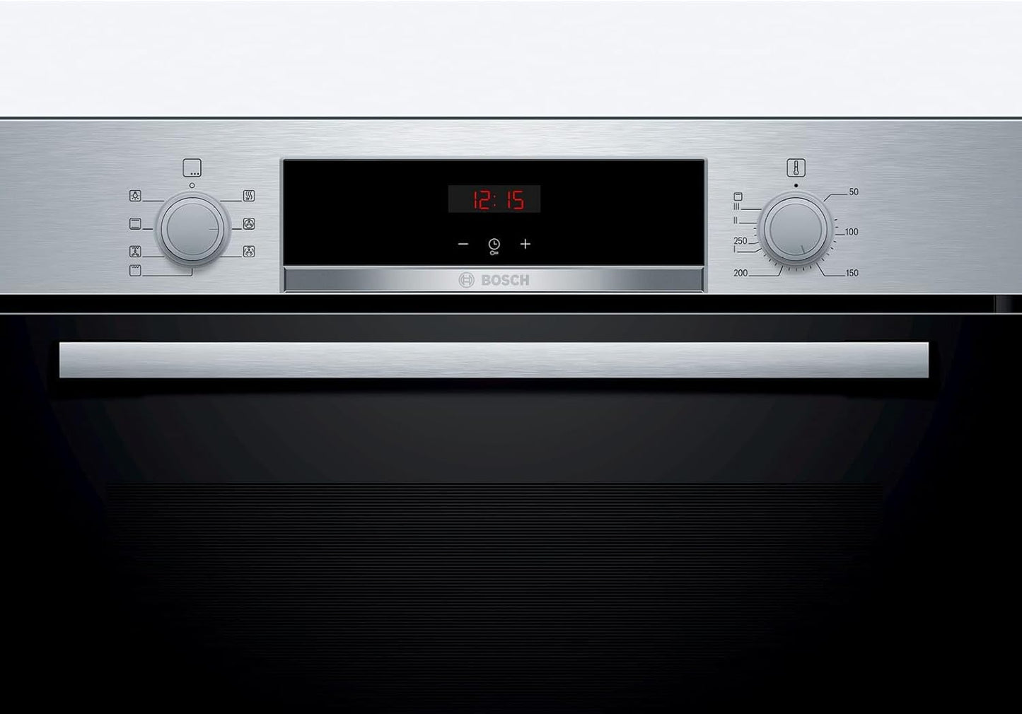 HBA533BS1 Série 4 Four Encastrable 60 X 60 Cm, Ecoclean Direct, Aide Au Nettoyage, Cuisson À Air Chaud 3D Sur 3 Niveaux, Écran LED, Bouton Escamotable, Chauffage Rapide, Sécurité Enfant