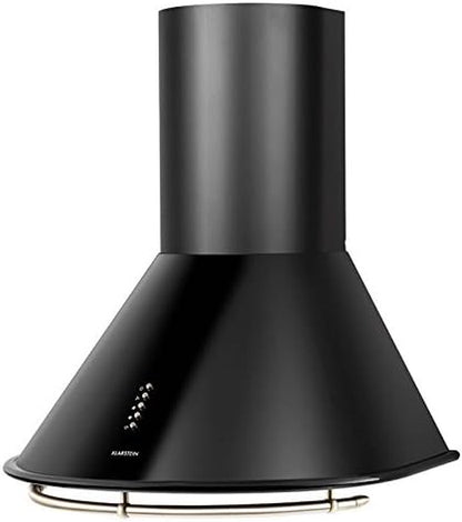 Noir - Hotte Aspirante Retro, Hotte De Cuisine, Acier Inoxydable, 60 Cm, 352 M3/H, Trois Niveaux De Puissance, Mode Evacuation & Recyclage, Noir Mat