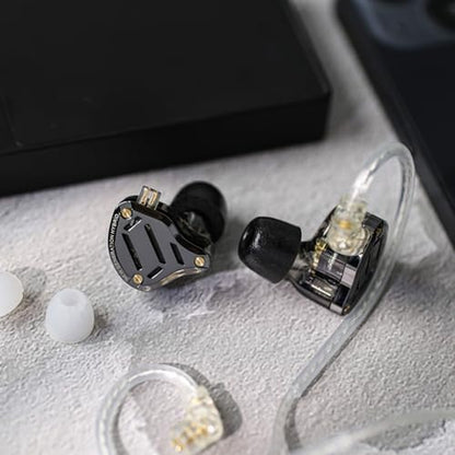 KZ ZS10 Pro 2 in Ear Monitor Écouteurs Filaires Hybrides 1DD+4BA | Avec Commutateur De Réglage À 4 Niveaux, Écouteurs De Jeu Croisés À 3 Voies (Sans Microphone, Noir)