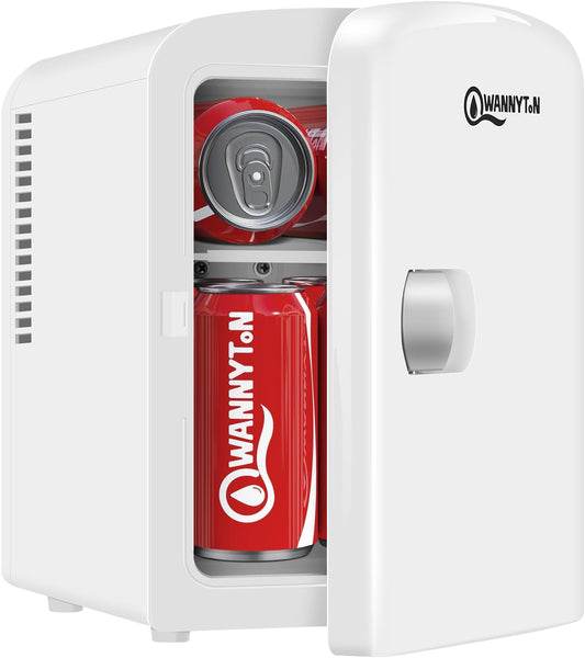 Mini Frigo Portable 4L, Mini Réfrigérateur Cosmétique, Mini Glacière Électrique, Fonction Froid/Chaud, Avec Câble AC 220V/ DC 12V Pour Voiture, Bureau, Chambre (Blanc)