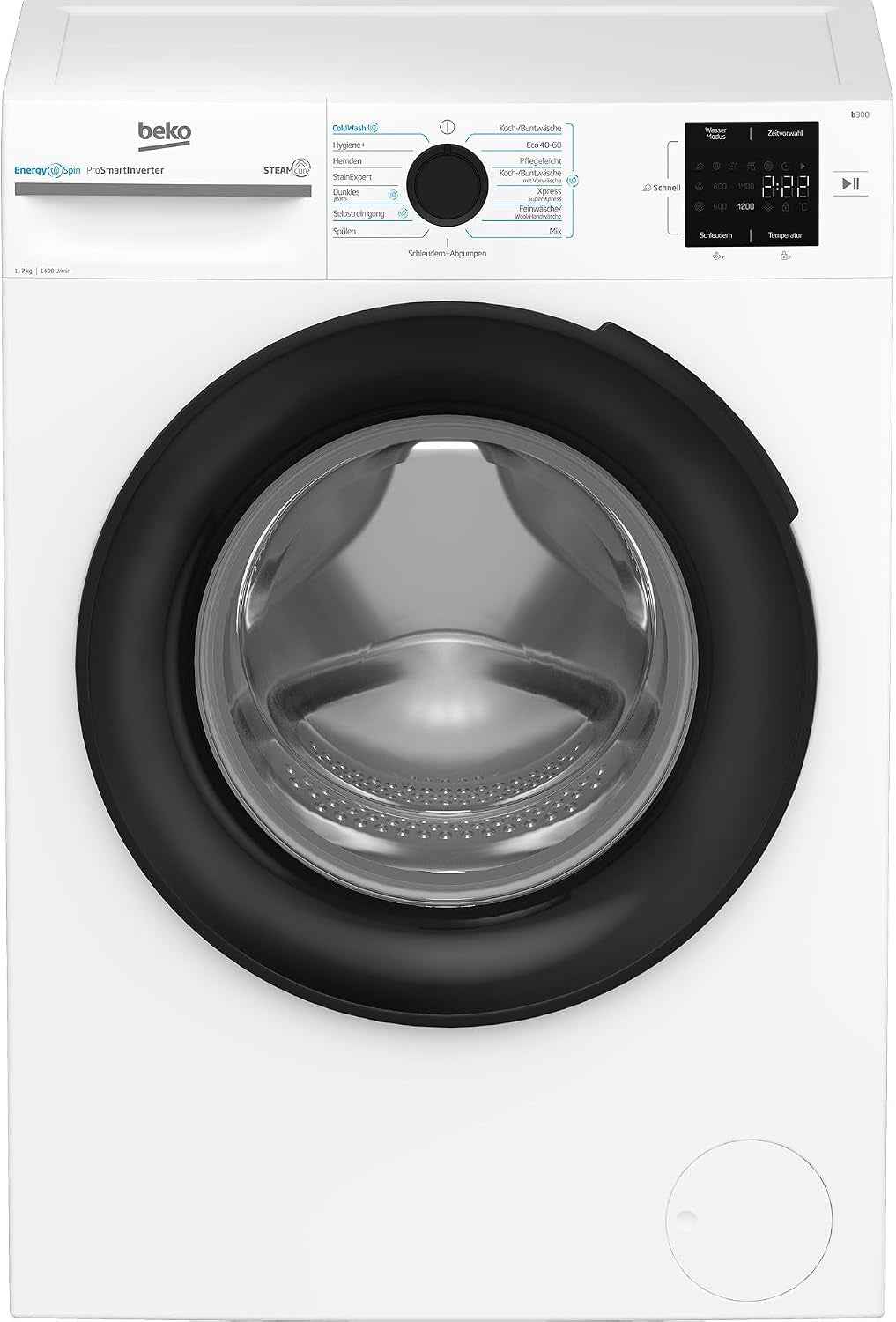 BM3WFU3741X Machine À Laver Autonome 7 Kg Energyspin Avec Choix D'Essorage 1400 Tr/Min, Fonction Vapeur, Hygiène+, Convient Aux Personnes Allergiques, Coldwash Économie D'Eau Et De Temps Blanc
