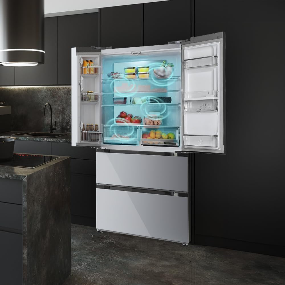 Réfrigérateur À Double Porte En Inox Avec Distributeur D'Eau De 510 L Bolero Coolmarket FD 510 WD Inox E. 183 Cm De Hauteur, 84 Cm De Largeur, Moteur Inverter Plus, Nofrost Total