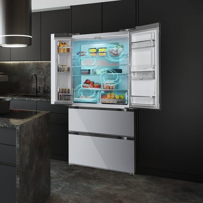 Réfrigérateur À Double Porte En Inox Avec Distributeur D'Eau De 510 L Bolero Coolmarket FD 510 WD Inox E. 183 Cm De Hauteur, 84 Cm De Largeur, Moteur Inverter Plus, Nofrost Total